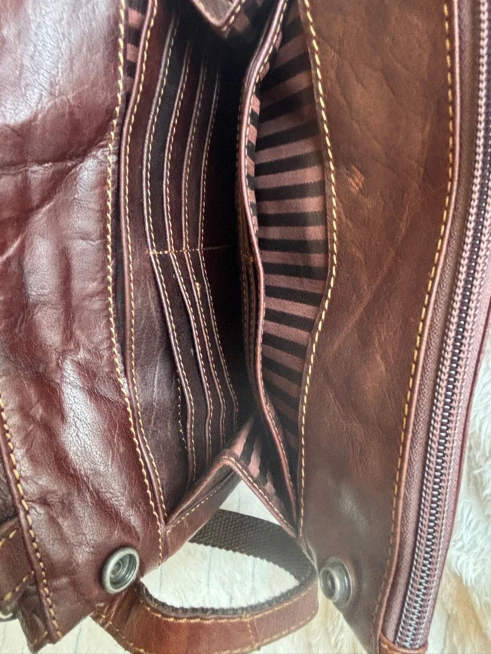 Jack Georges Floral Embossed Brown Buffalo Leather Crossbody Wallet Bag